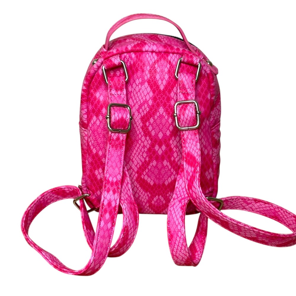 Betsey Johnson Cat Mini Backpack Pink Snakeskin Crossbody Y2K Novelty Bag‎ - Picture 7 of 11